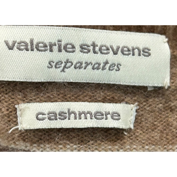 Valerie Stevens Sweater Womens Large‎ Brown Stripe 100% Cashmere Long Sleeve - Picture 8 of 11